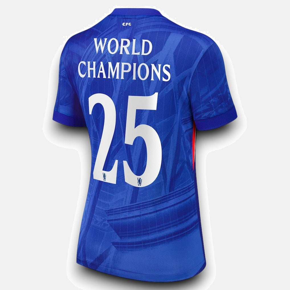 Chelsea Home 25/26 with World Champions 25 printing - Womens